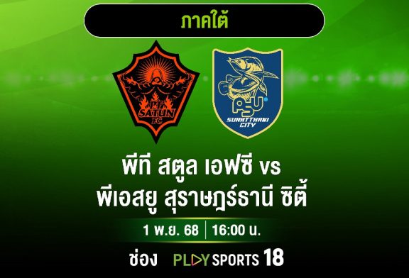 โซนใต้คัมแบ็ก! พีที สตูล เปิดศึกชี้ชะตา พีเอสยู สุราษฎร์ธานี นัดที่ 7 บีวายดี ดอลฟินส์ ลีกสาม ชมสดครบทุกคู่ทาง AIS PLAY