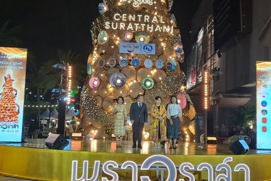 สุราษฎร์ฯ เปิดไฟต้นคริสต์มาส “พราวราสา” รังสรรค์อัตลักษณ์ท้องถิ่นสุราษฎร์ธานี ผ่านงานศิลป์–หัตถกรรมไทยเพื่อชุมชนอย่างยั่งยืน